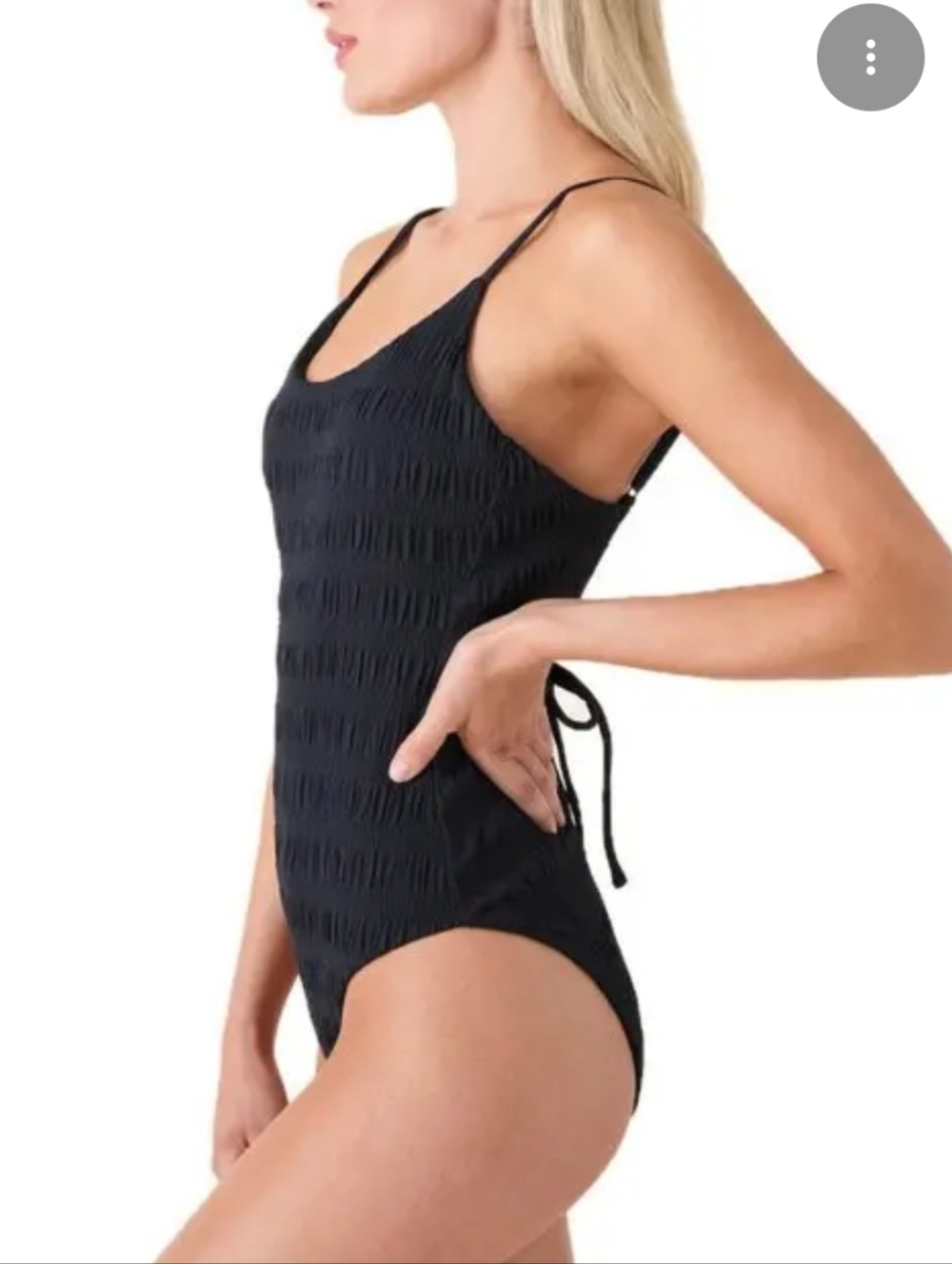 Black Women's One-Piece Swimsuit - Sleek Textured Design